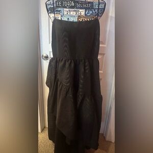 kate spade Black Tiered Satin Midi Skirt
